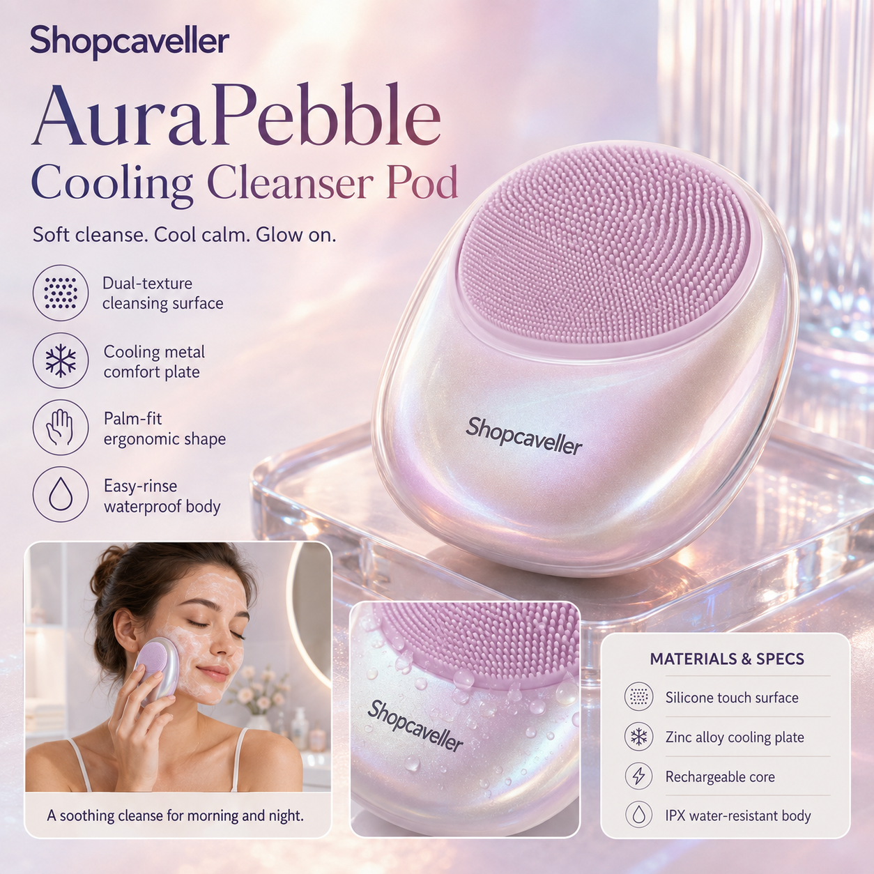 Shopcaveller™ AuraPebble Cooling Cleanser Pad