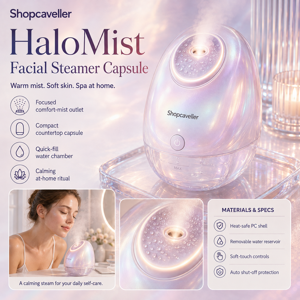 Shopcaveller™ HaloMist Facial Steamer Capsule