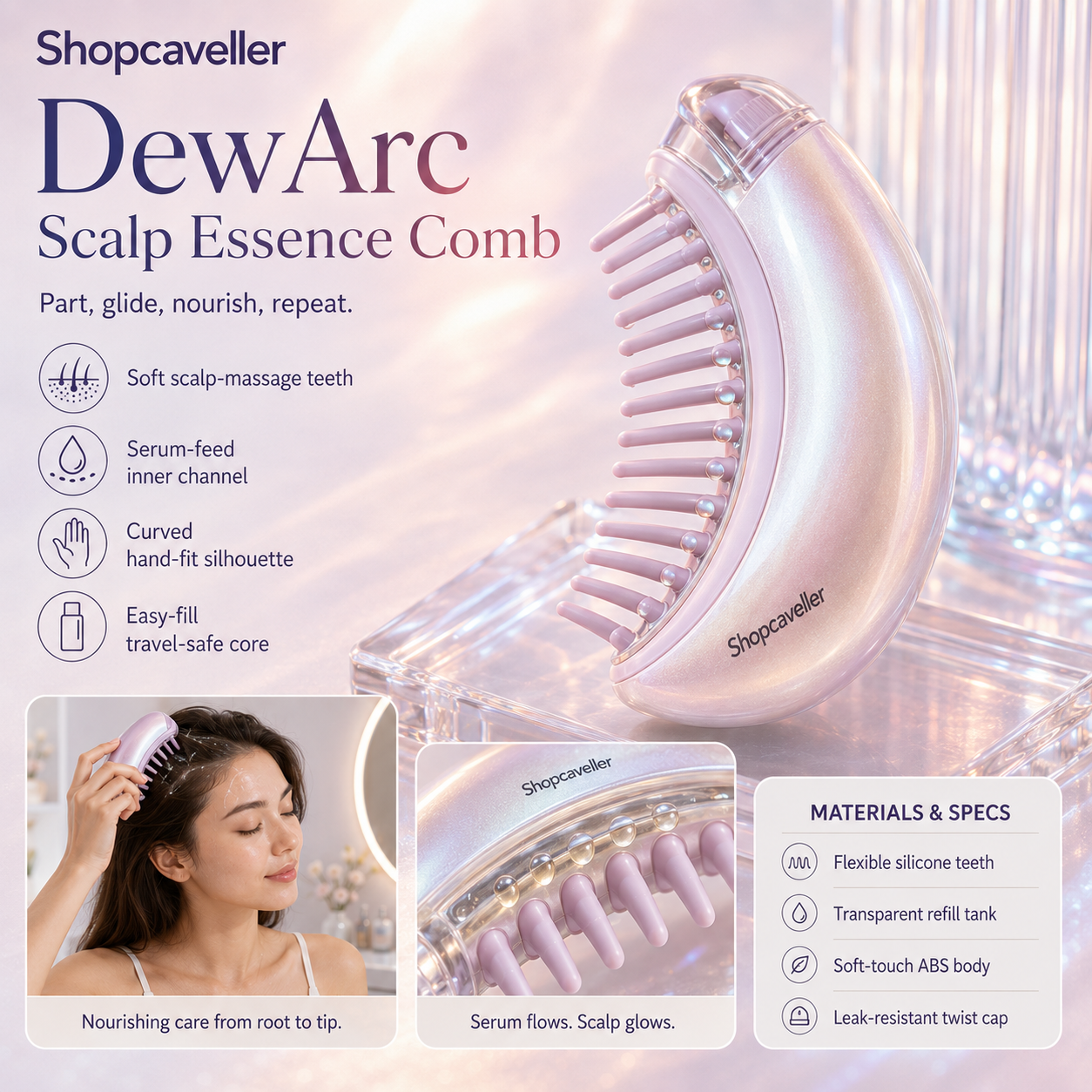Shopcaveller™ DewArc Scalp Essence Comb